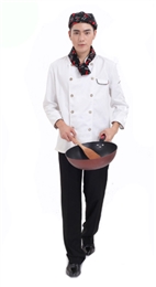 厂家定做立领双排扣七分袖男女厨师服 中餐厅咖啡厅厨师服定制 后厨厨师长工作服定制